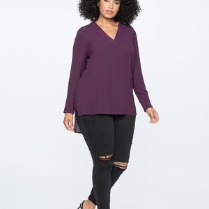 Eloquii Easy V Neck Tunic in Dark Plum Size 26